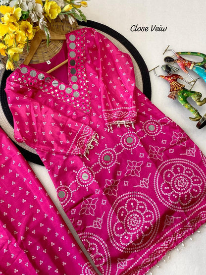 Designer Chinon Silk Co-Ord Set with Hand Embroidery for Women
