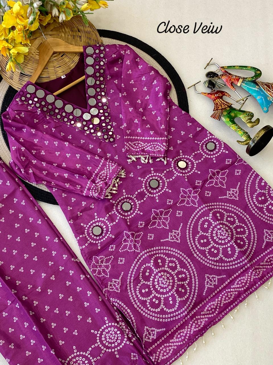 Designer Chinon Silk Co-Ord Set with Hand Embroidery for Women