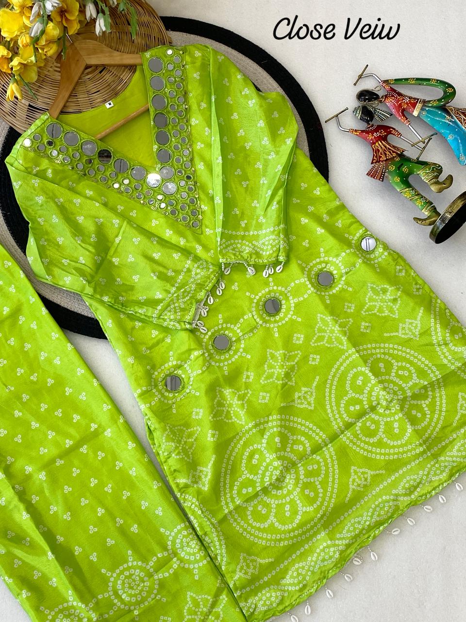 Designer Chinon Silk Co-Ord Set with Hand Embroidery for Women