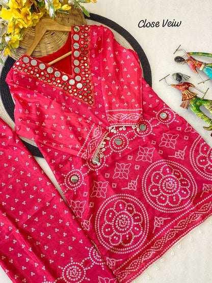 Designer Chinon Silk Co-Ord Set with Hand Embroidery for Women