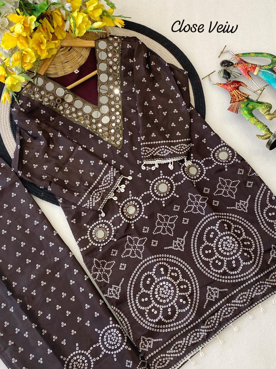 Designer Chinon Silk Co-Ord Set with Hand Embroidery for Women