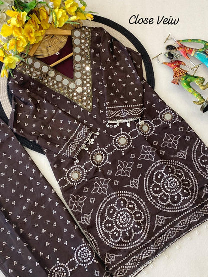 Designer Chinon Silk Co-Ord Set with Hand Embroidery for Women