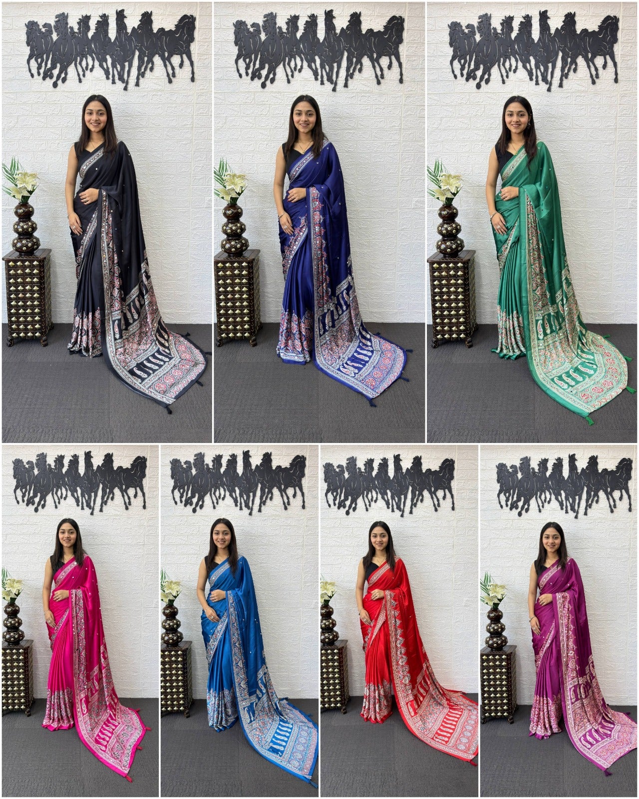 Japan Satin Silk Mirror Work Saree | Party Wear Saree