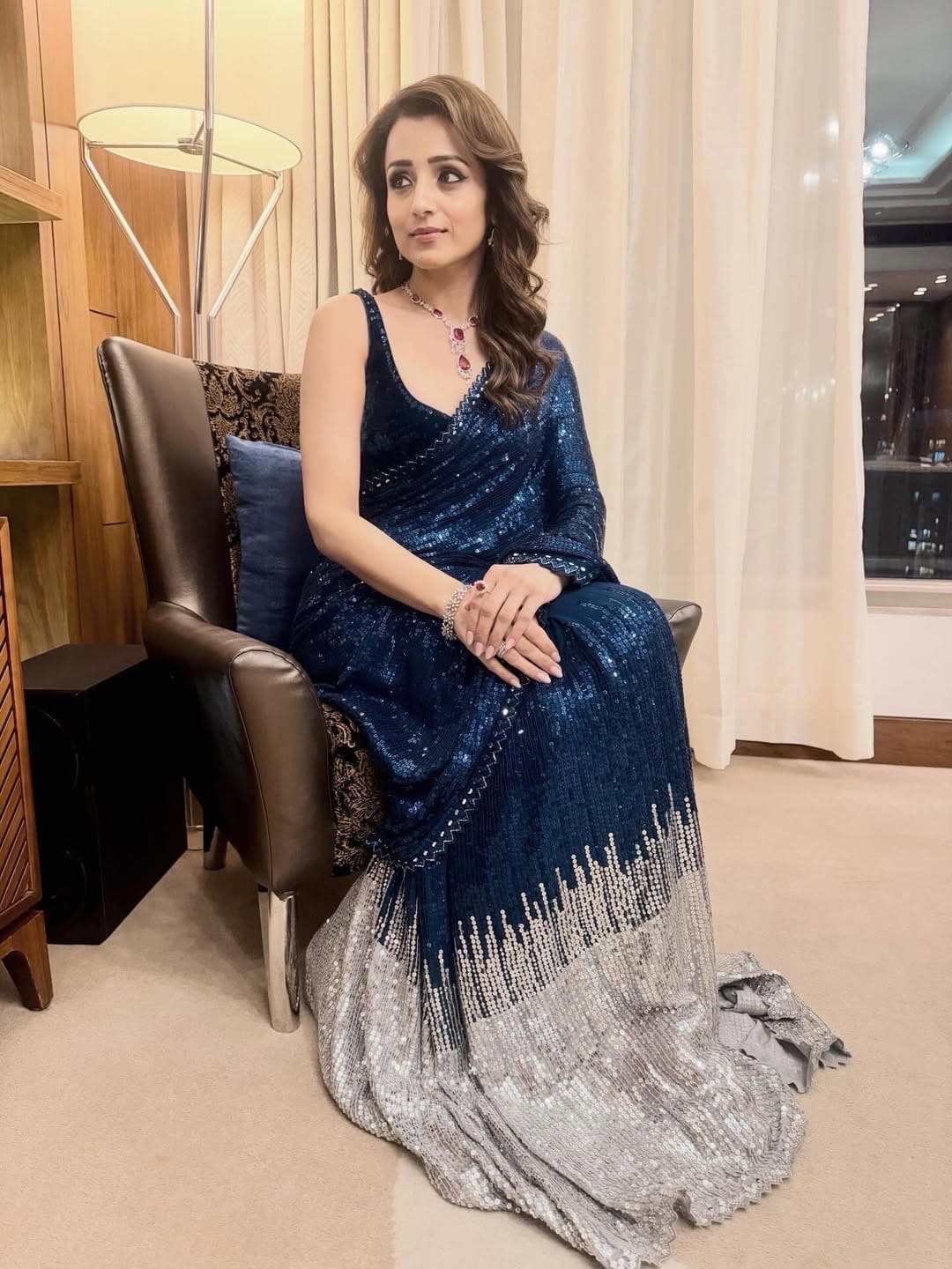 Bollywood Sequin Georgette Saree with Dual Sequins Embroidery Work
