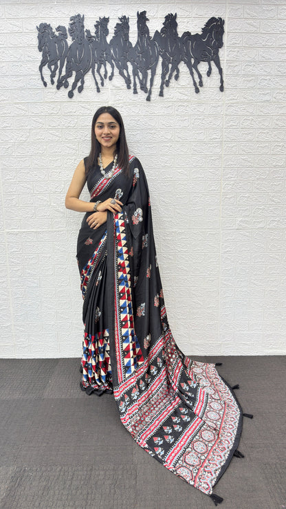 Japan Satin Silk Saree with Real Mirror Work | Premium Party Wear Saree