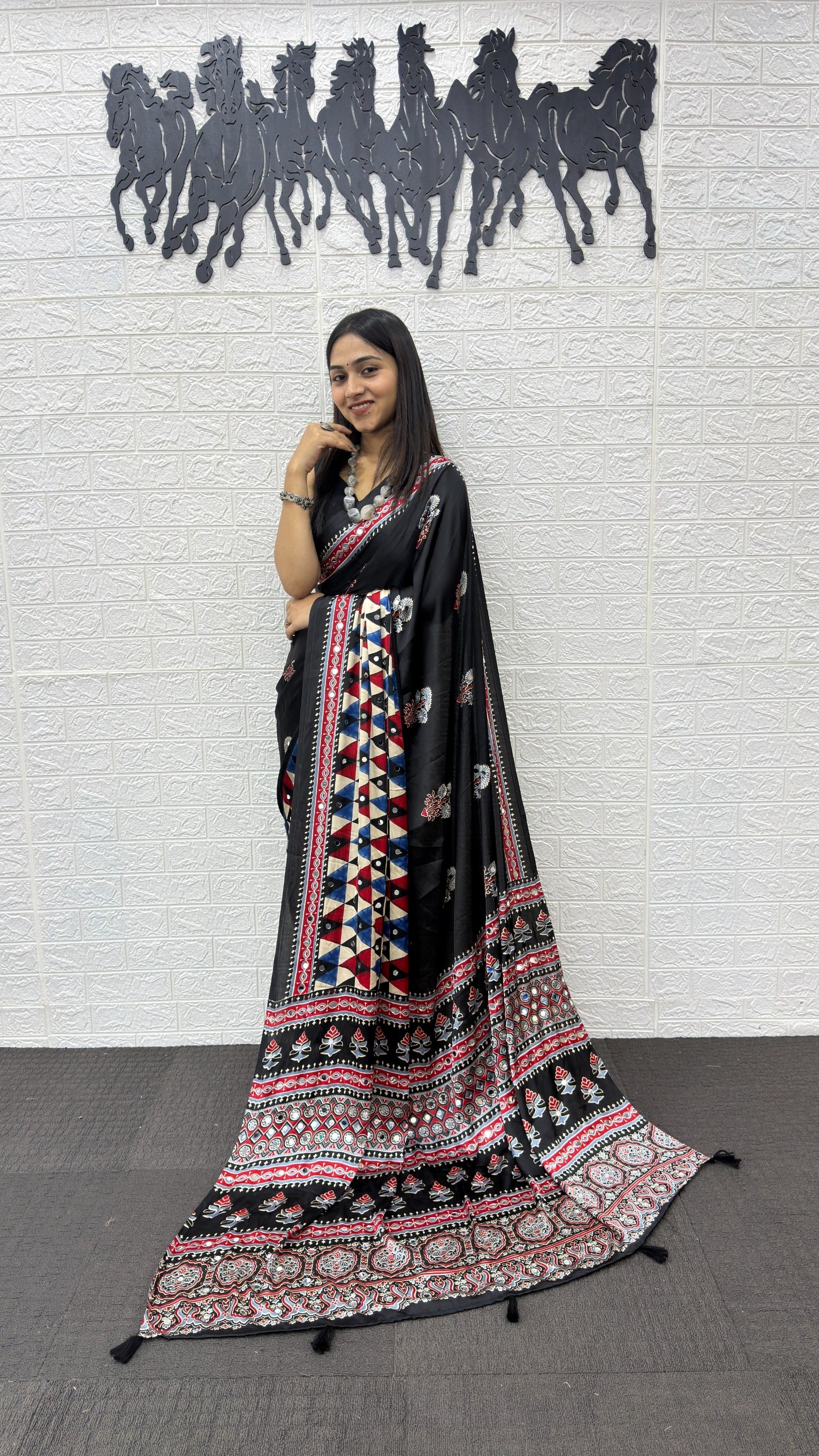 Japan Satin Silk Saree with Real Mirror Work | Premium Party Wear Saree