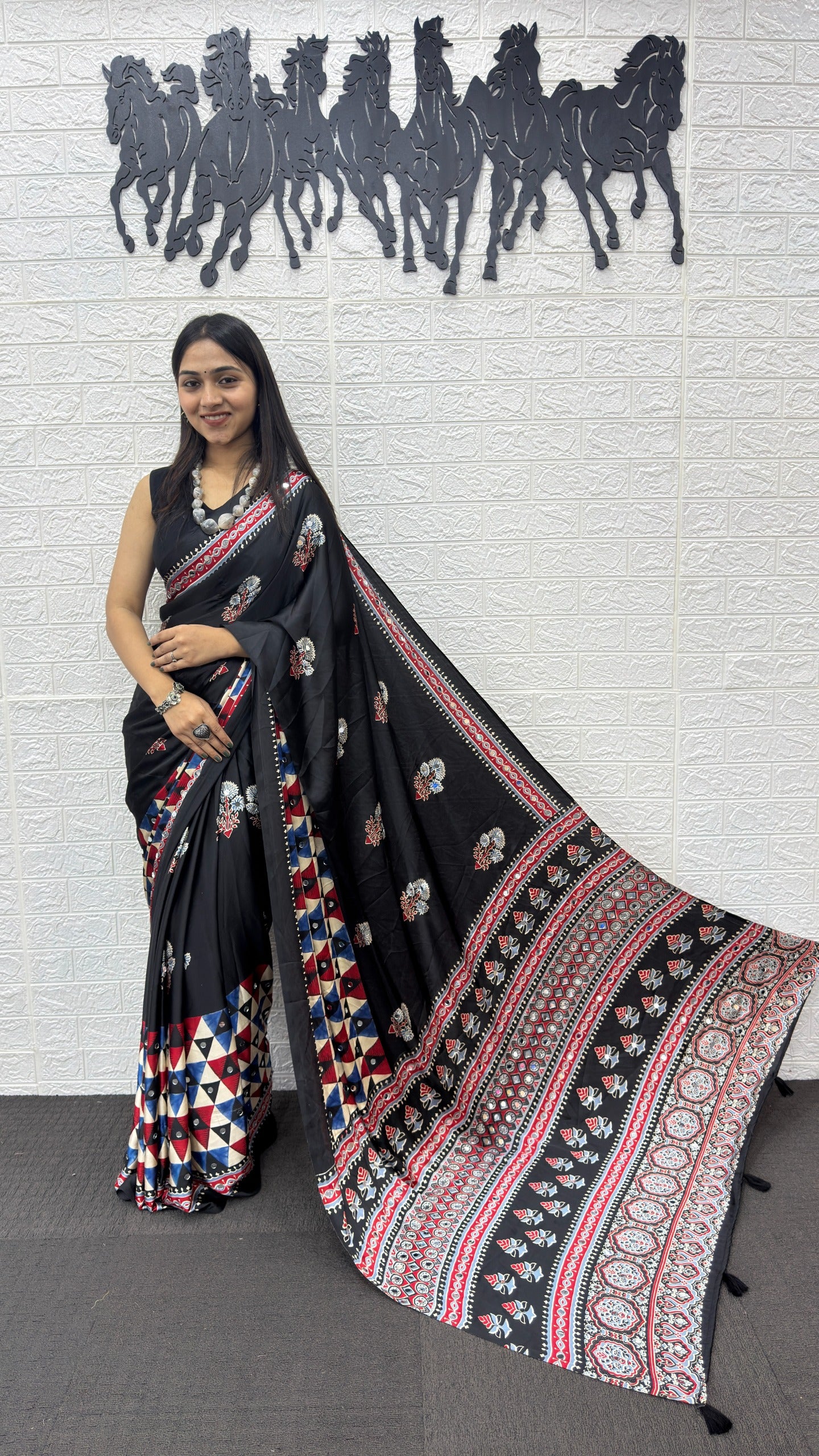 Japan Satin Silk Saree with Real Mirror Work | Premium Party Wear Saree