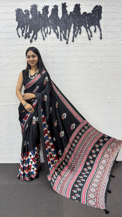 Japan Satin Silk Saree with Real Mirror Work | Premium Party Wear Saree