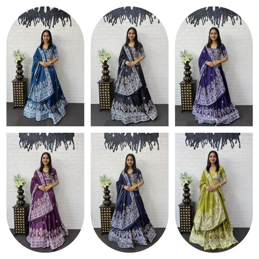 Premium Designer Lehenga Choli Set with Real Mirror Work & Digital Print | Wedding & Festive Wear Lehenga