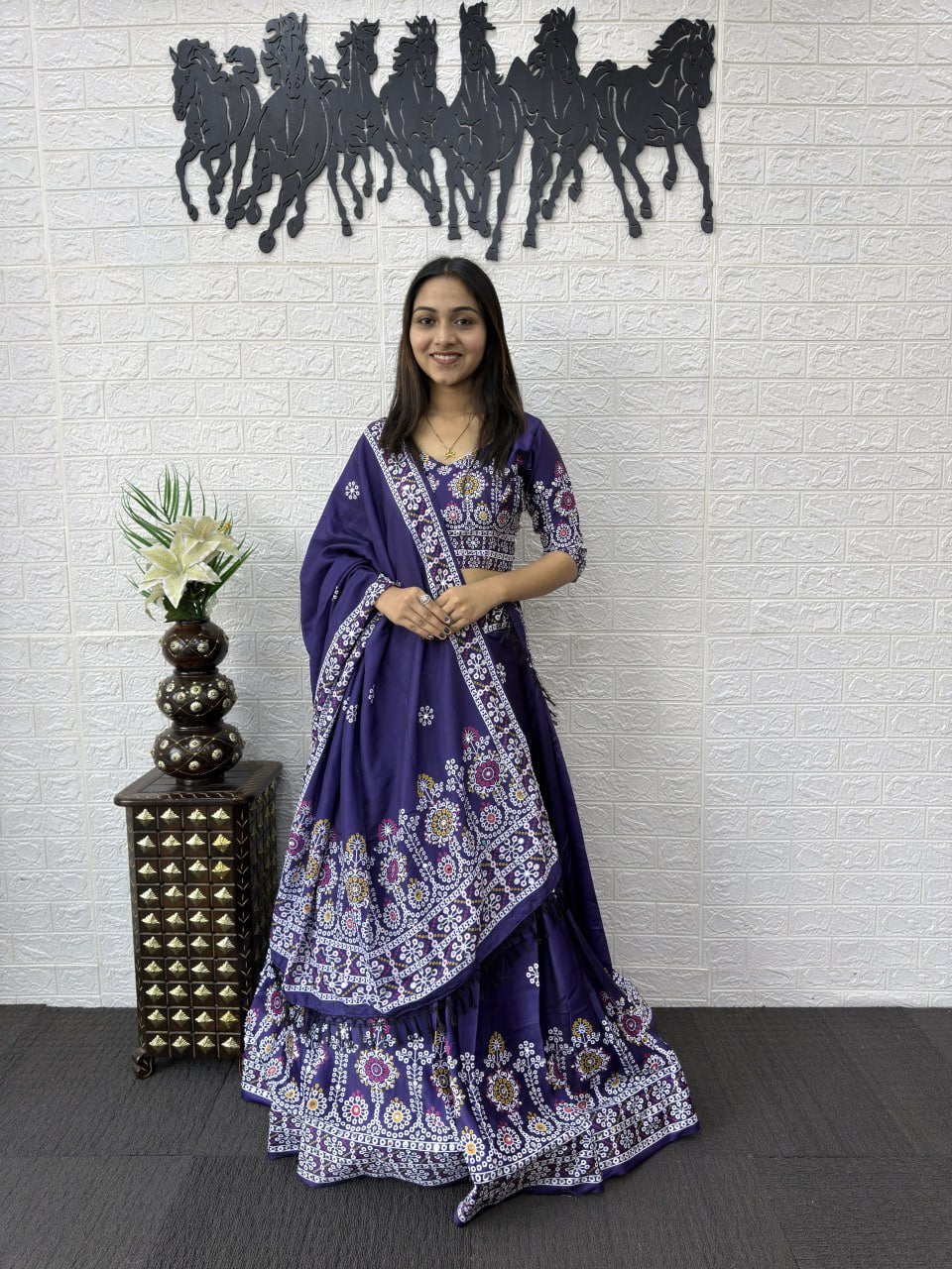 Premium Designer Lehenga Choli Set with Real Mirror Work & Digital Print | Wedding & Festive Wear Lehenga