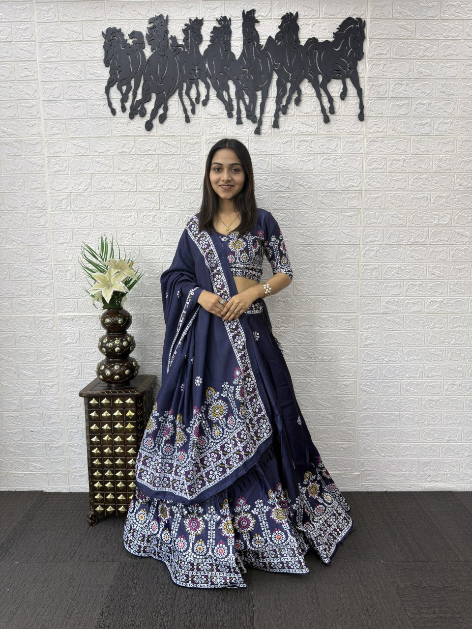 Premium Designer Lehenga Choli Set with Real Mirror Work & Digital Print | Wedding & Festive Wear Lehenga