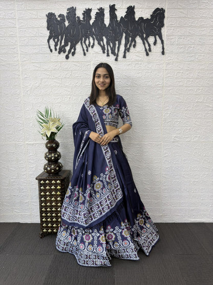 Premium Designer Lehenga Choli Set with Real Mirror Work & Digital Print | Wedding & Festive Wear Lehenga