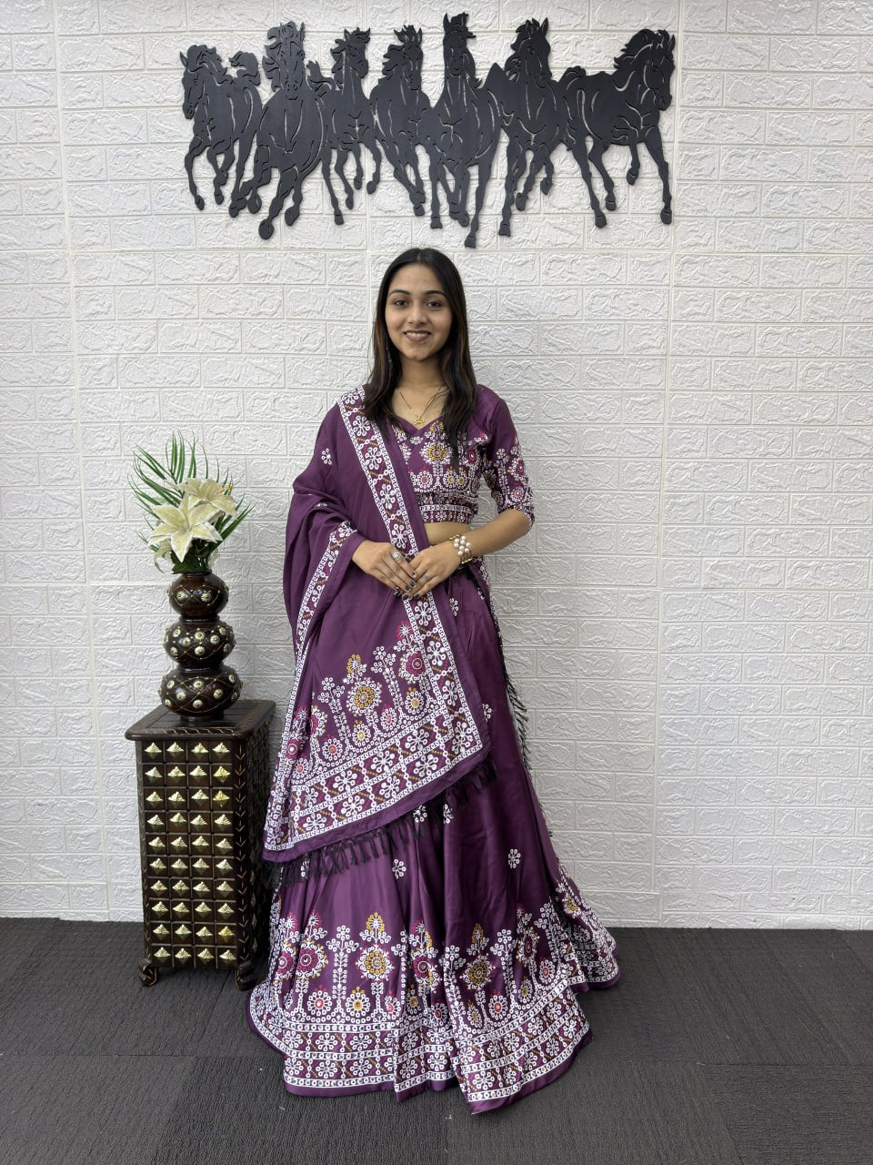 Premium Designer Lehenga Choli Set with Real Mirror Work & Digital Print | Wedding & Festive Wear Lehenga