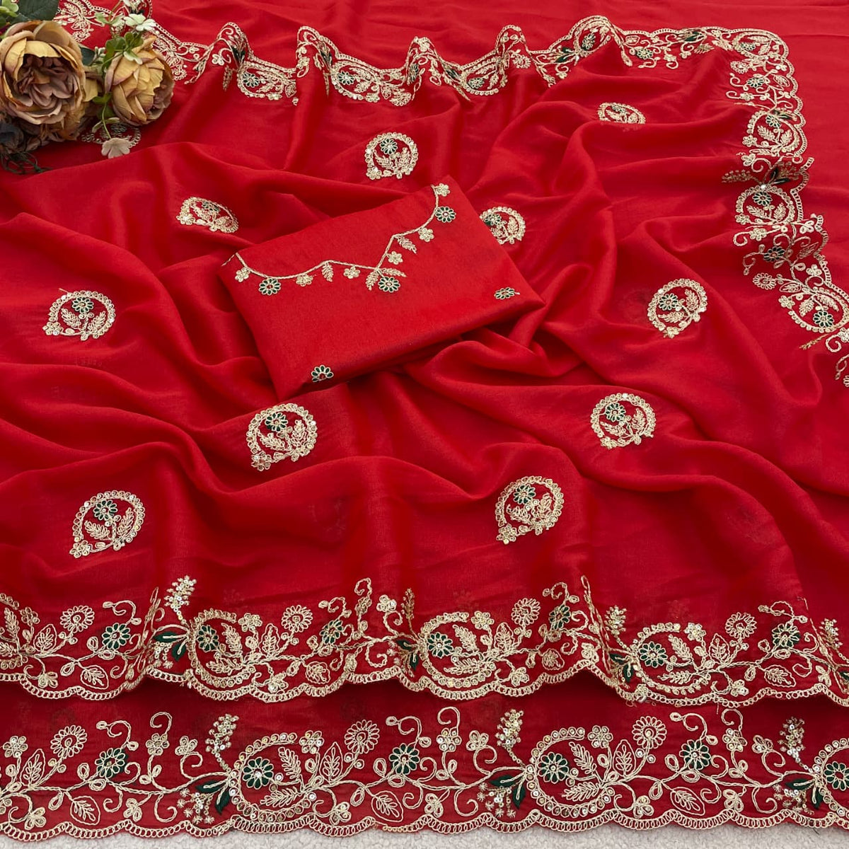 Soft Star Georgette Saree with Multi-Thread Embroidery & Sequin Work | LF-872
