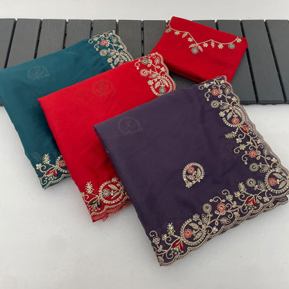 Soft Star Georgette Saree with Multi-Thread Embroidery & Sequin Work | LF-872