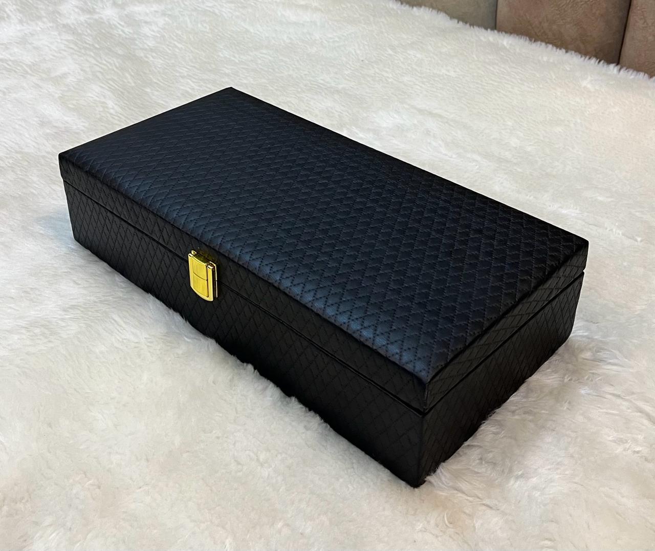 Black Luxury Series- 12 Grids Watch Storage Case