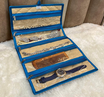 Premium 5 Long Pockets Travel Organizer – Watch, Chain, Anklets, Comb Storage | Code: T058 (Set of 3)