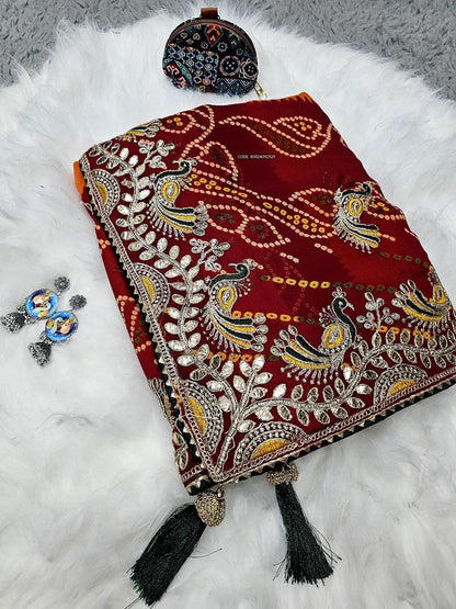 Today's New  Launching Superb Quality Most Trending Beautiful Chunri Piliya Sarees