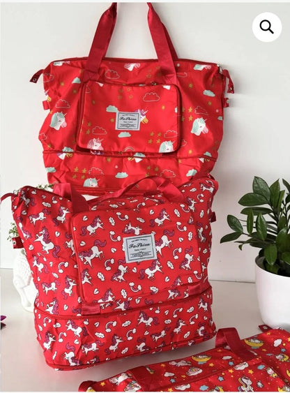 Large capacity printed folding travel bag