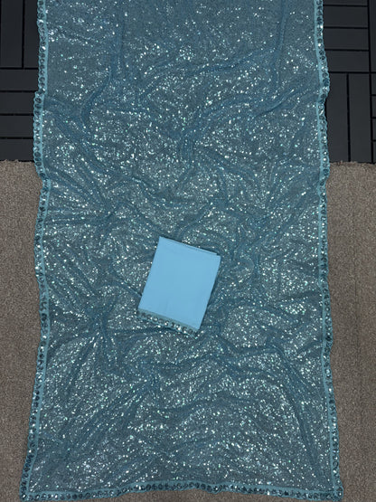 New Bollywood Blockbuster 3MM & 5MM Sequins Faux Georgette Saree