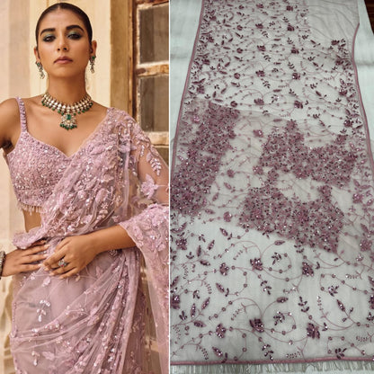 Bollywood Blockbuster Net Saree – Heavy Multi & Sequin Embroidery with Glass Tassels | DF 3435