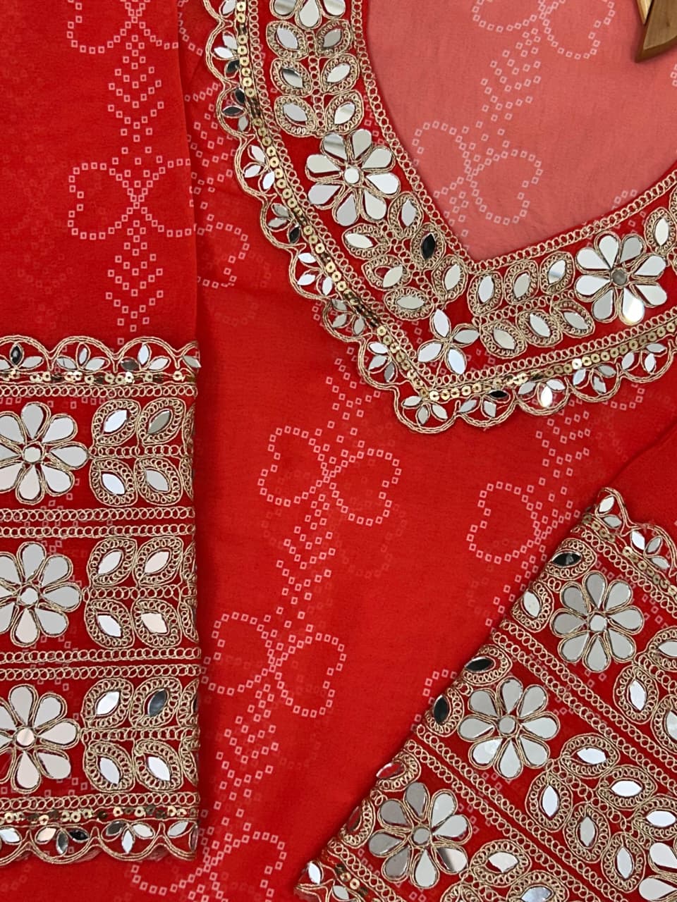 Anarkali Kurti Set with Mirror Lace Work | Faux Georgette | Code 1209