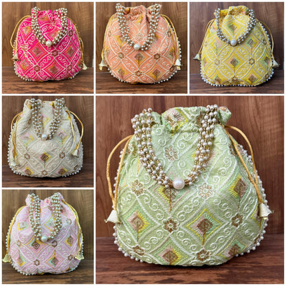 Designer Potli Bag – All Designs | 9x9 inches | Bulk Order & Return Gifting ( 12 Pieces )