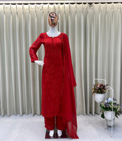 DESIGNER WEAR EXCLUSIVE GEORGETTE WITH EMBROIDERY SUIT WITH DUPATTA