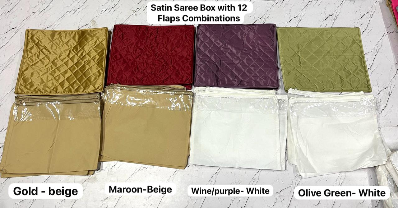 12 Flaps Detachable Satin Saree Cover (Code: S028) ( 2 Set )