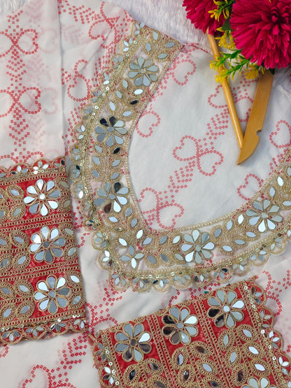 Anarkali Kurti Set with Mirror Lace Work | Faux Georgette | Code 1209