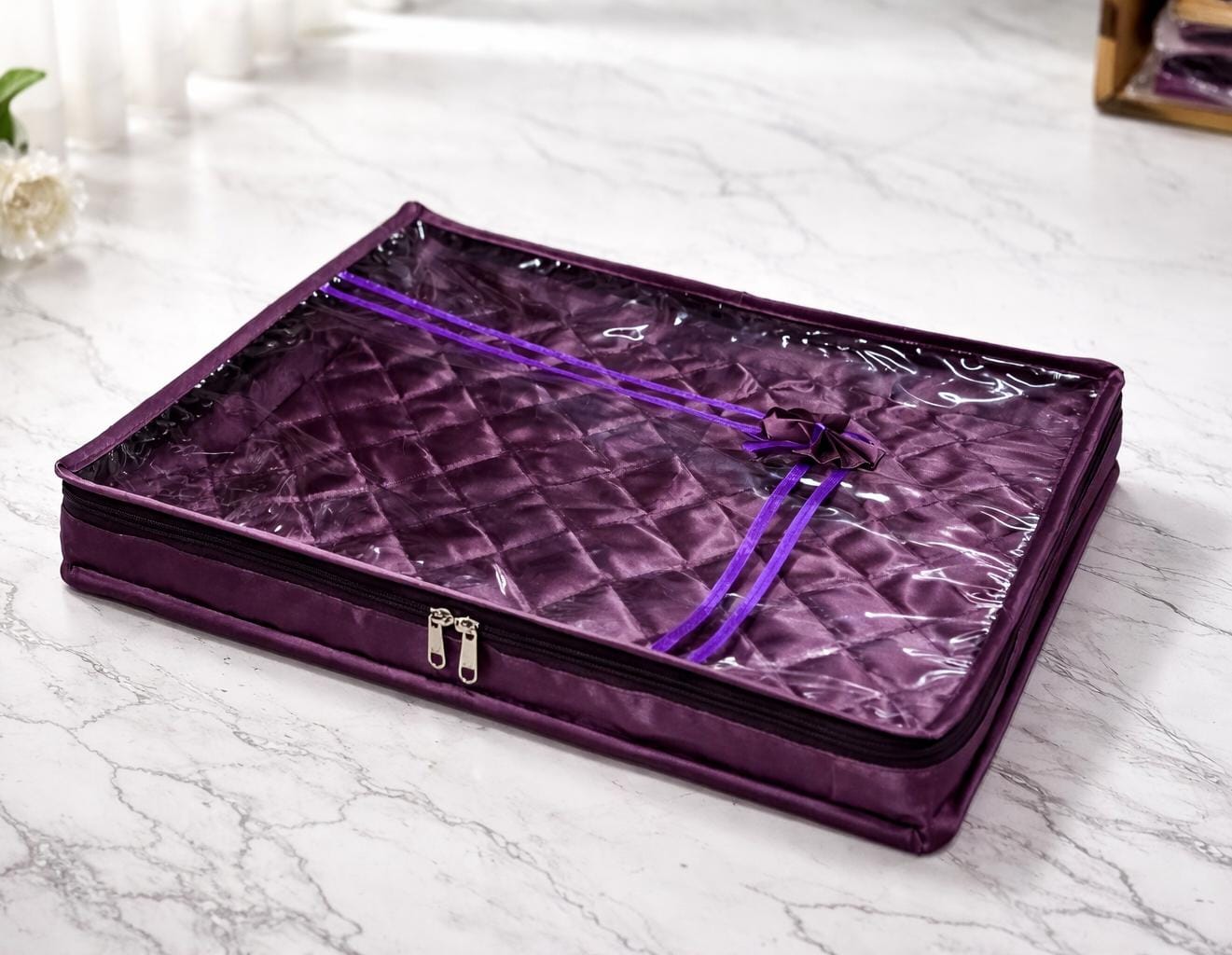 Satin Saree Organizer – 2 Inch Slim Storage for Saree + Blouse + Petticoat or 2 Sarees ( 5 Pieces )