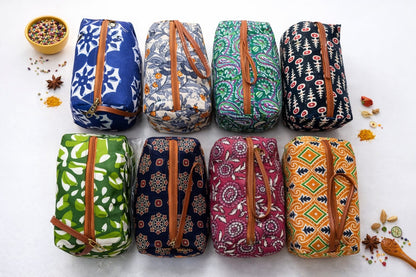 Utility Pouch – Ikkat Cotton Fabric | Travel, Makeup & Return Gifting Organizer ( 8 Pieces )