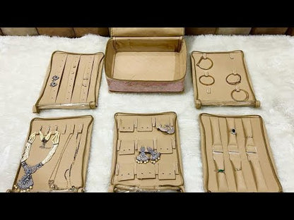 Premium Jewelry kit with 5 large trays for keeping chain/Anklets, Bangles/bracelets, Rings, Earrings/Nosepins  ( J028)